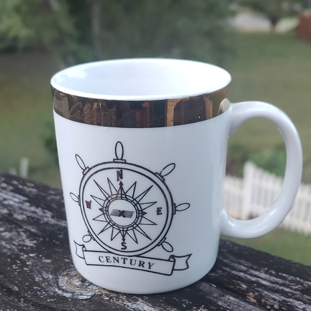 White and Gold Compass Mug